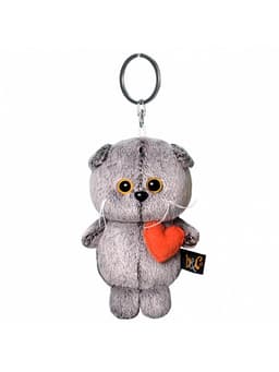 Мягкая игрушка-брелок «Кот Басик брелок с сердечком», 12 см