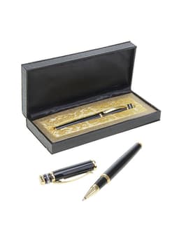 Ручка подарочная Calligrata «Профи», капиллярная, в футляре кожзам, корпус чёрный с золотым