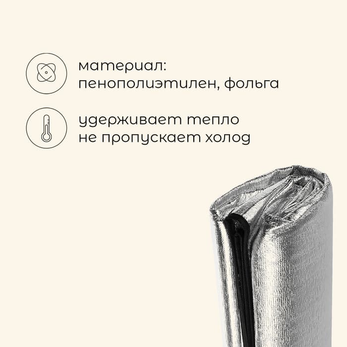 Коврик туристический Maclay, с алюминиевым покрытием, 200×200×0.2 см