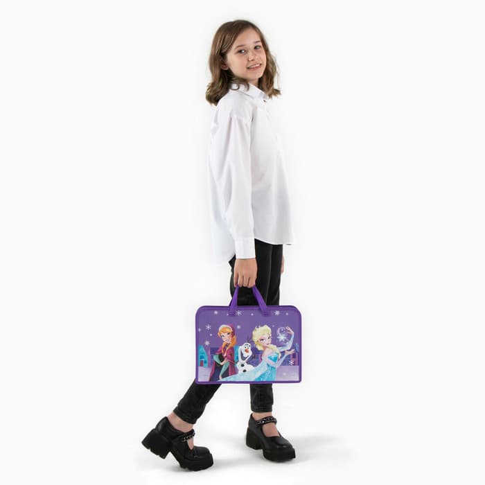 Папка пластиковая с ручками А4, на молнии, 7.5×33×26 см, «Холодное сердце»