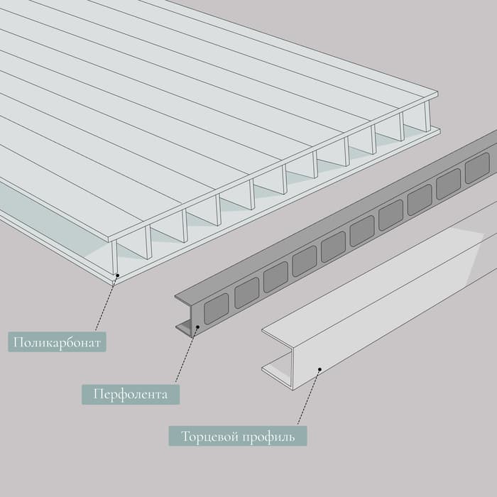 Профиль торцевой для поликарбоната, UP 2.1 м × 4 мм, прозрачный, Novattro