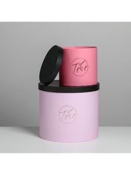 Набор коробок для цветов 5 в 1, упаковка подарочная, «Чёрно-розовые», 14×14×13 см - 22×22×19.5 см