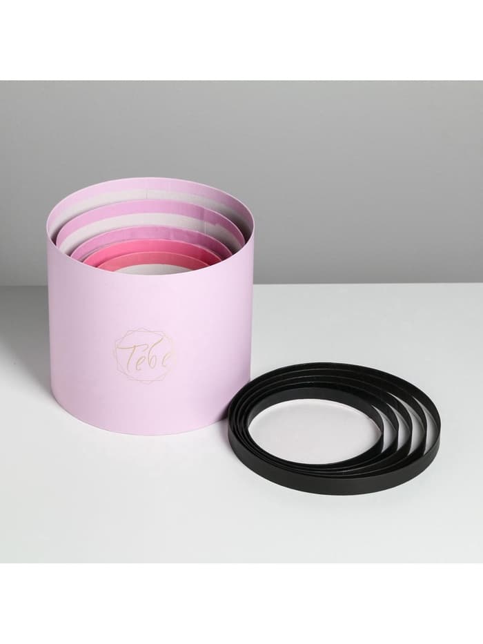 Набор коробок для цветов 5 в 1, упаковка подарочная, «Чёрно-розовые», 14×14×13 см - 22×22×19.5 см