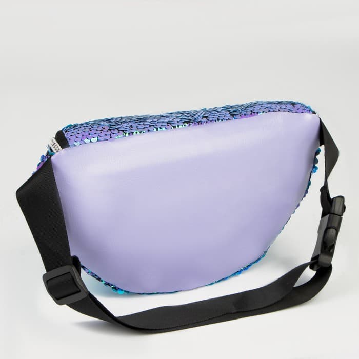 Сумка детская для девочки поясная «Мопс», с пайетками, на молнии, сиреневая
