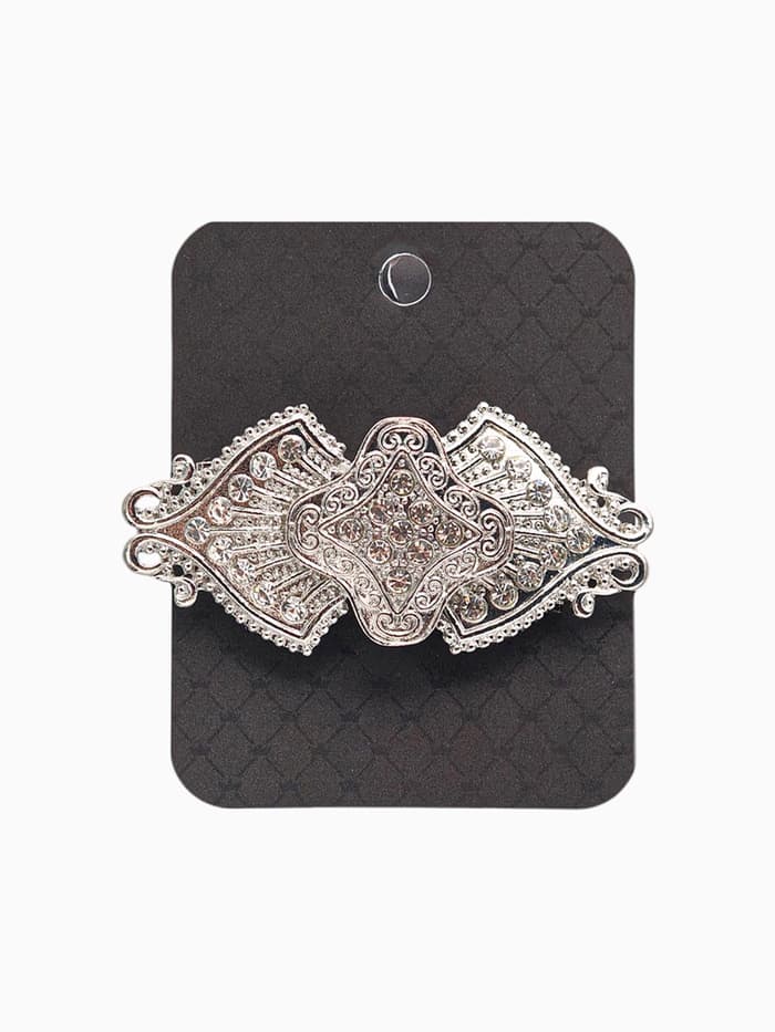 Зажим для кардигана «Клевер», белый в серебре