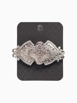 Зажим для кардигана «Клевер», белый в серебре