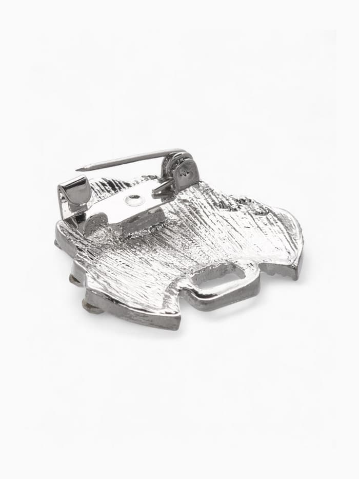 Зажим для кардигана «Перья», белый в серебре