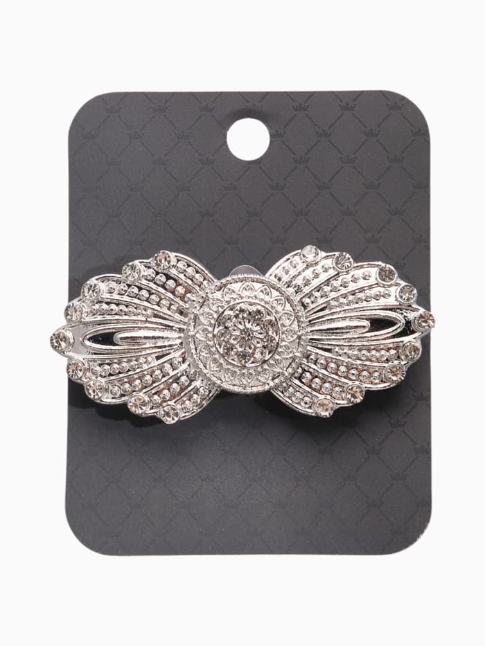 Зажим для кардигана «Перья», белый в серебре