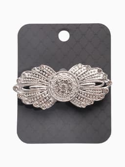 Зажим для кардигана «Перья», белый в серебре