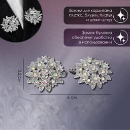 Зажим для кардигана «Соцветие», радужный в серебре