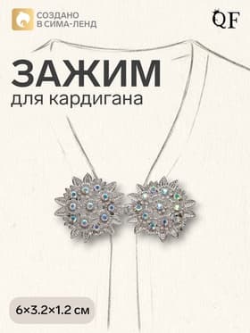 Зажим для кардигана «Соцветие», радужный в серебре