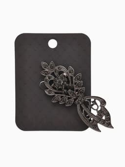 Зажим для кардигана «Асимметрия», серый в сером металле