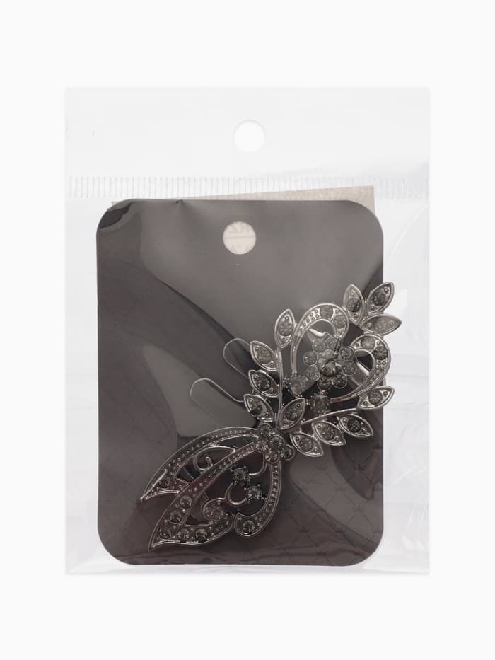 Зажим для кардигана «Асимметрия», серый в сером металле