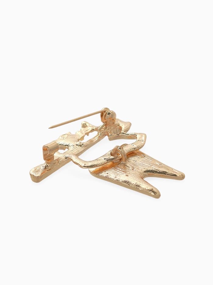 Брошь «Зуб», со щёткой, красно-белая в золоте