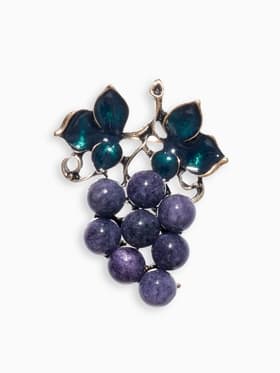 Брошь «Виноградная лоза аметиста», фиолетово-зелёная в чернёном золоте