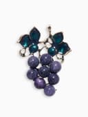 Брошь «Виноградная лоза аметиста», фиолетово-зелёная в чернёном золоте