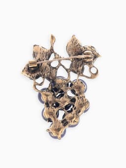 Брошь «Виноградная лоза аметиста», фиолетово-зелёная в чернёном золоте