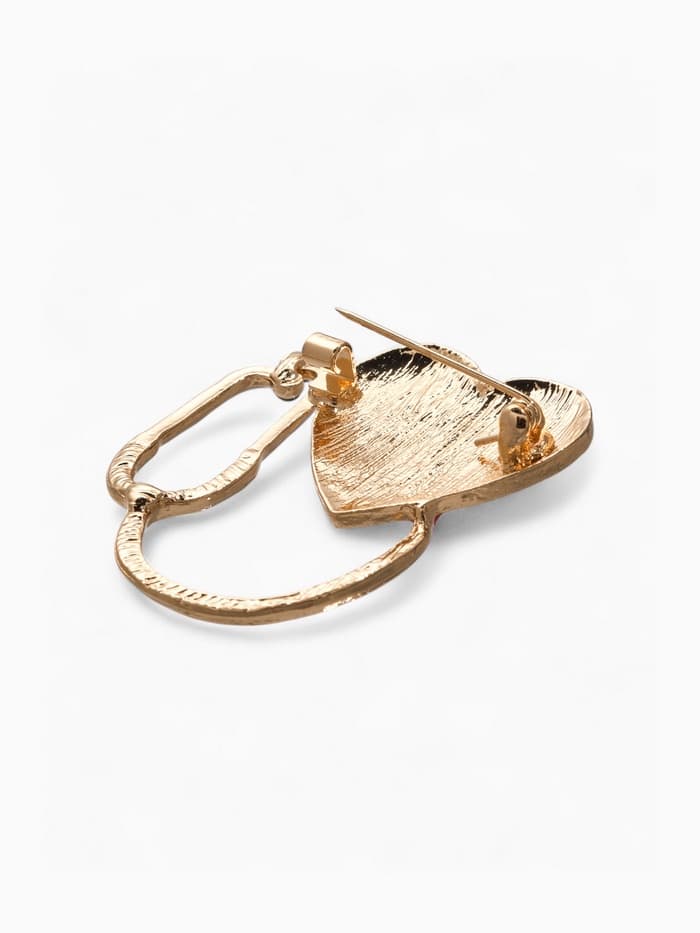 Брошь «Стетоскоп с сердцем», разноцветная в золоте