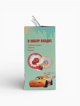 Набор посуды керамической детской, 3 предмета: кружка 200 мл, тарелка 19 см, салатник 250 мл, Машинки