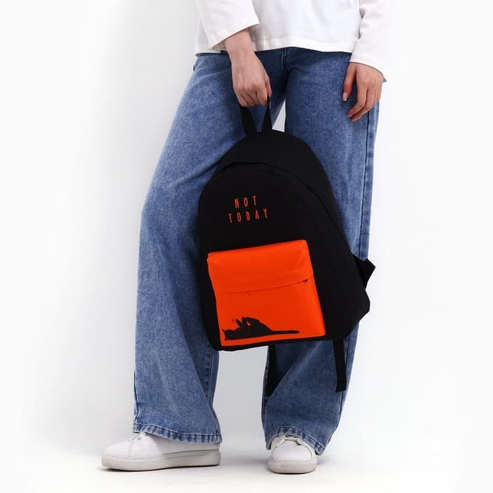 Рюкзак школьный, отдел на молнии, наружный карман, чёрный