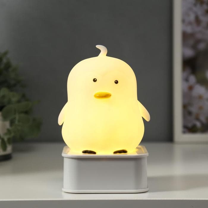 Фигурка светящаяся RISALUX «Утёнок», LED-ночник, от батареек 4×АА, USB, RGB, 9×9×15.5 см, МИКС