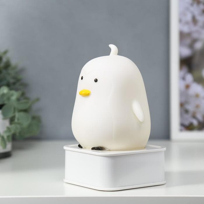 Фигурка светящаяся RISALUX «Утёнок», LED-ночник, от батареек 4×АА, USB, RGB, 9×9×15.5 см, МИКС