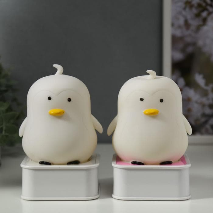 Фигурка светящаяся RISALUX «Утёнок», LED-ночник, от батареек 4×АА, USB, RGB, 9×9×15.5 см, МИКС