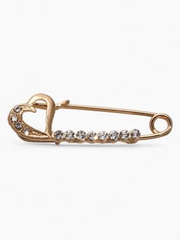 Булавка «Сердце», 3.5 см, белая в золоте
