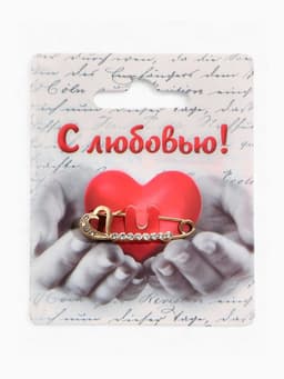 Булавка «Сердце», 3.5 см, белая в золоте