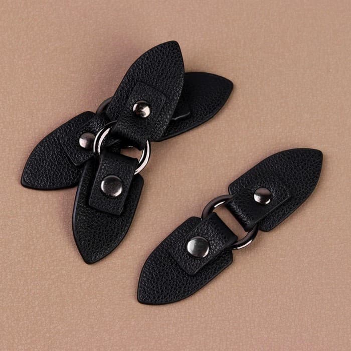 Застёжка-клевант, с кнопкой, 10.5×2.6 см, 3 шт., цвет чёрный