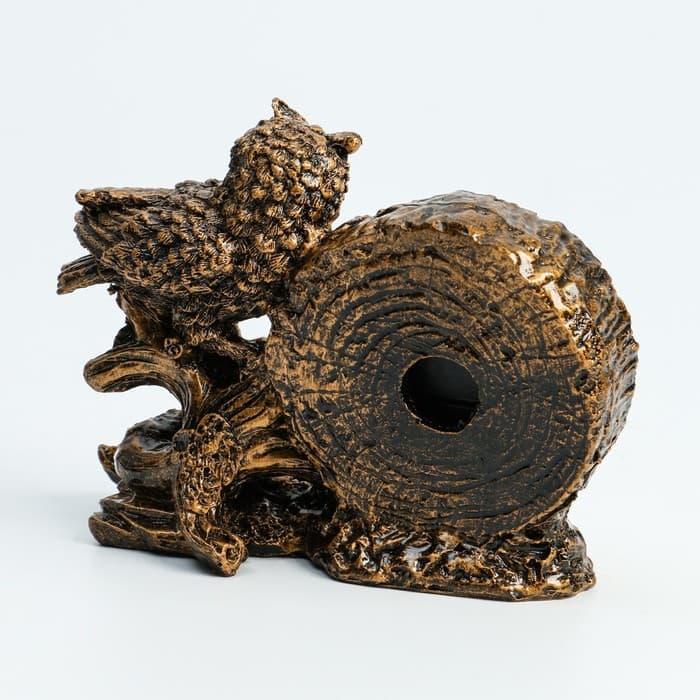 Часы настольные «Каминные. Умный филин», 14×6.5×11.5 см, циферблат d=6 см, от батарейки 1×АА