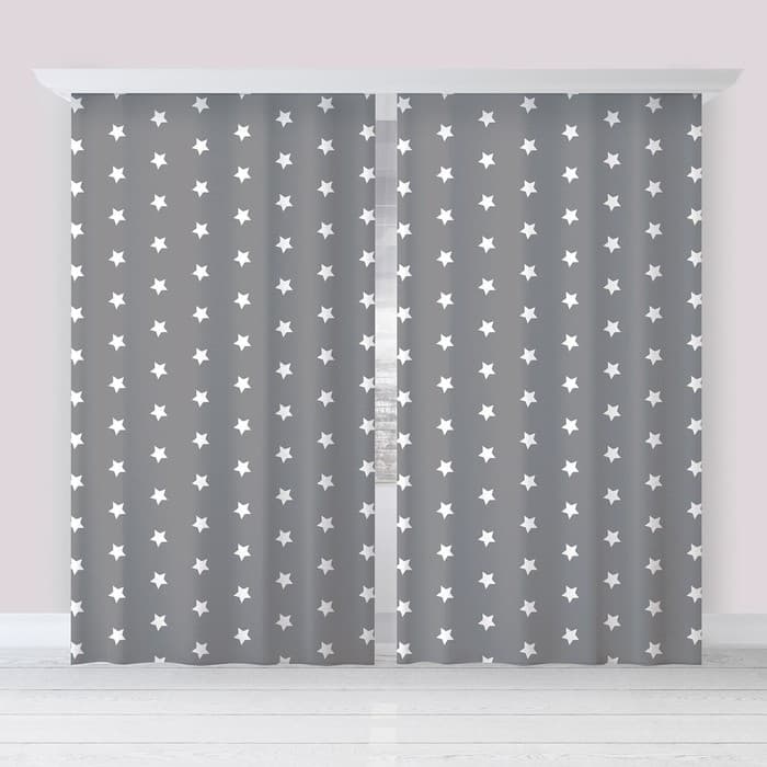 Шторы портьерные «Этель» Grey stars, 145×260 см, 2 шт., габардин