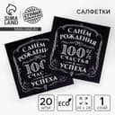 Салфетки бумажные «С днём рождения», 100% счастья, однослойные, 24×24 см, набор 20 шт.
