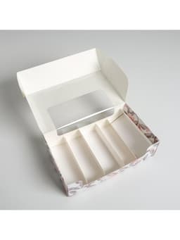 Коробка для эклеров, кондитерская упаковка, 5 вкладышей, Present, 25.2×15×7 см