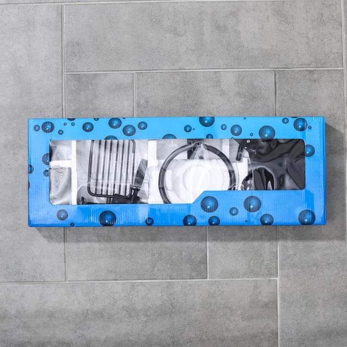 Набор для ванной комнаты «Лофт», 6 предметов, чёрный