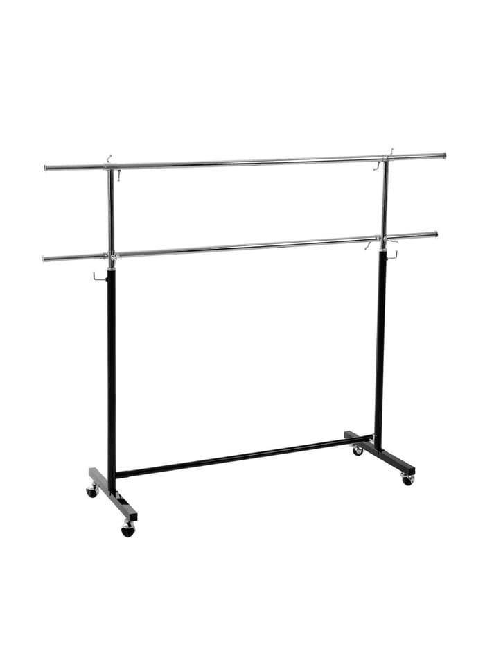 Вешало П-образное c двумя перекладинами 120-183×43×97-190 см, чёрное