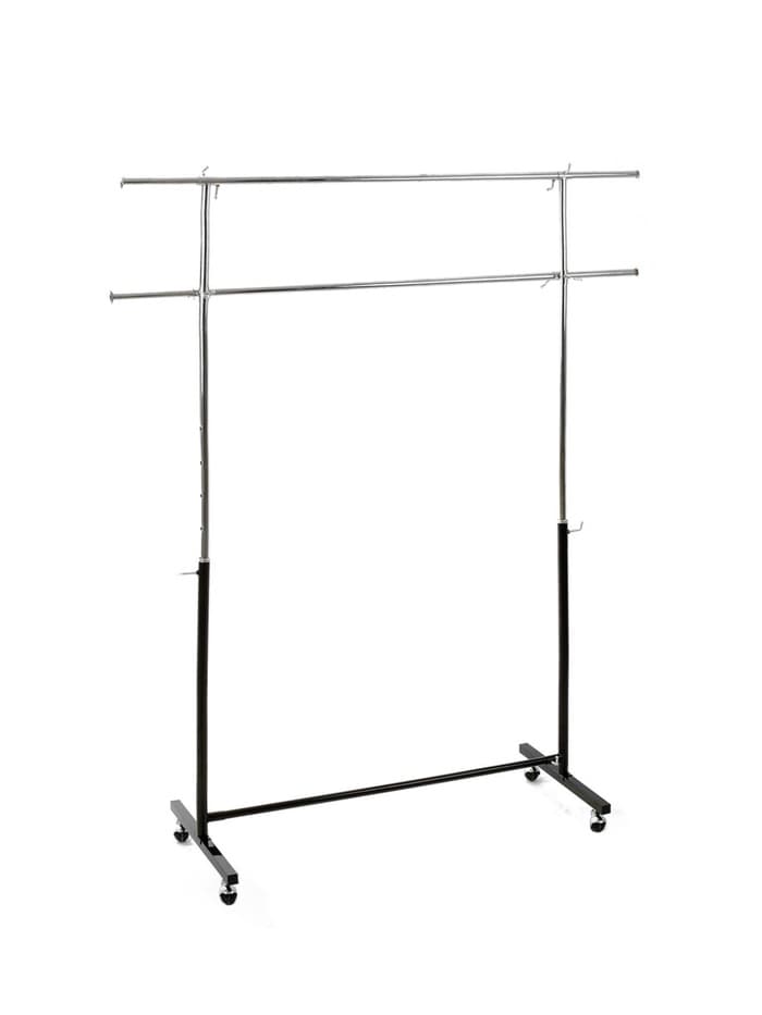 Вешало П-образное c двумя перекладинами 120-183×43×97-190 см, чёрное