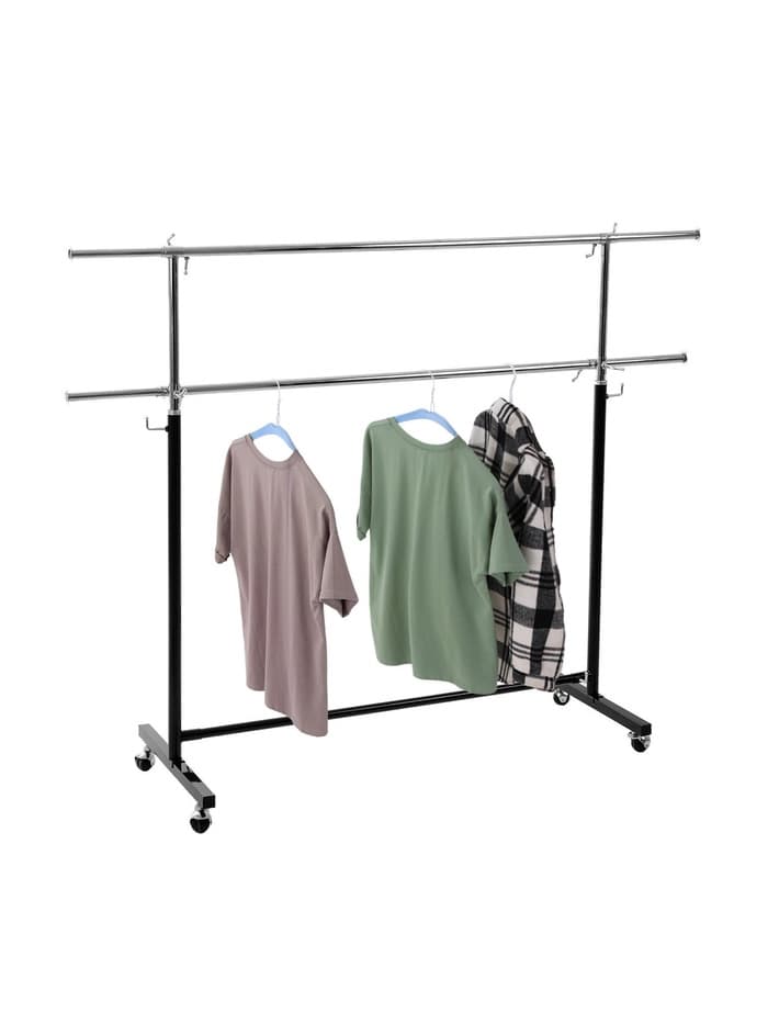 Вешало П-образное c двумя перекладинами 120-183×43×97-190 см, чёрное