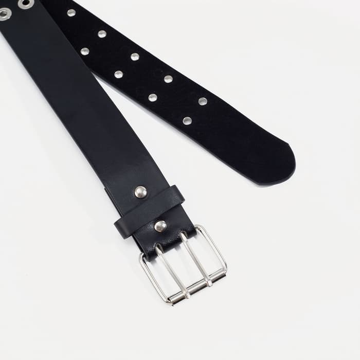 Ремень женский с люверсами, 110×3.6 см, пряжка металл, серебристая, чёрный