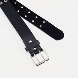 Ремень женский с люверсами, 110×3.6 см, пряжка металл, серебристая, чёрный