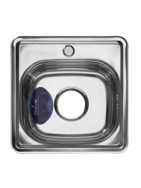 Мойка кухонная MIXLINE 531266, врезная, толщина 0.6 мм, 38×38×15 см, вып. 3 1/2", с сифоном