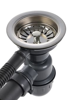 Мойка кухонная MIXLINE 531266, врезная, толщина 0.6 мм, 38×38×15 см, вып. 3 1/2", с сифоном