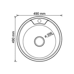 Мойка кухонная MIXLINE 528182, врезная, толщина 0.6 мм, 49×49×17 см, вып. 3 1/2", с сифоном
