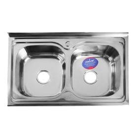 Мойка кухонная MIXLINE 530528, накладная, двойная, 0.6 мм, 80×50×18 см, 3 1/2", с сифоном