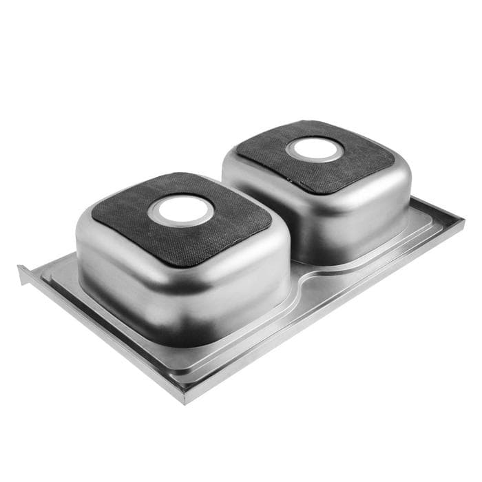 Мойка кухонная MIXLINE 530528, накладная, двойная, 0.6 мм, 80×50×18 см, 3 1/2", с сифоном