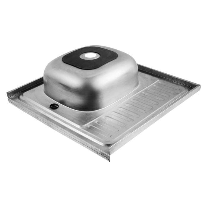 Мойка кухонная MIXLINE 527967, накладная, толщина 0.4 мм, 60×60×16 см, левая, выпуск 1 1/2"