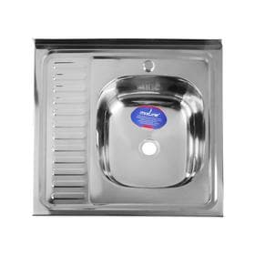 Мойка кухонная MIXLINE 527969, накладная, толщина 0.4 мм, 60×60×16 см, правая, выпуск 1 1/2"