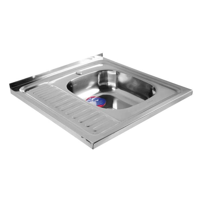 Мойка кухонная MIXLINE 527969, накладная, толщина 0.4 мм, 60×60×16 см, правая, выпуск 1 1/2"