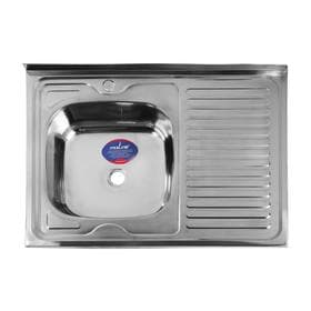 Мойка кухонная MIXLINE 527970, накладная, толщина 0.4 мм, 80×60×16 см, левая, выпуск 1 1/2"