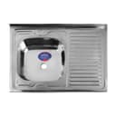 Мойка кухонная MIXLINE 527970, накладная, толщина 0.4 мм, 80×60×16 см, левая, выпуск 1 1/2"